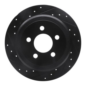 Dodge Nitro Brake Rotor (1) - Rear Left - R1 Concepts - Drilled & Slotted - Black - `07-`12